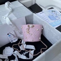 Fake Chanel mini drawstring bag AS2518 pink JK3259Qv16