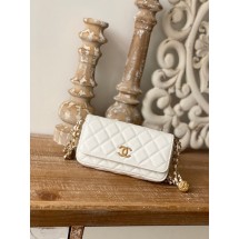 Fake Chanel MINI FLAP BAG Lambskin & Gold-Tone Metal AP81210 WHITE JK2288QF99