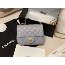 Fake Chanel MINI Flap Bag Original Sheepskin Leather AS1786 Light grey JK4191Hj78