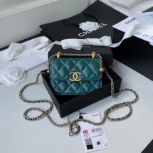 Fake CHANEL mini wallet on chain AP2290 green JK3213EQ38