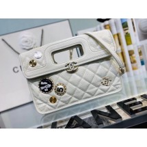 Fake Chanel Original Soft Leather Bag & Gold-Tone Metal AS1430 white JK4148RY48