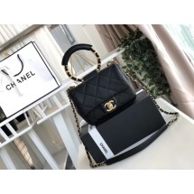 Fake Chanel small flap bag Lambskin & Gold Metal AS1357 Black JK4354Qv16