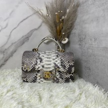 Fake Chanel Snake skin mini flap bag with top handle AS2431 gray JK2426eZ32