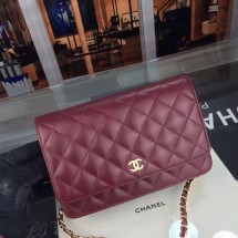 Fake Chanel WOC mini Flap Bag Original Lambskin Leather A5373 Burgundy JK95Sq37