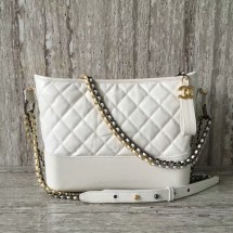 Fake Cheap Chanel Gabrielly Calf Leather Shoulder Bag 93824 White JK5937Kt89