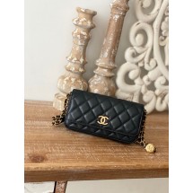 Fake Cheap Chanel MINI FLAP BAG Lambskin & Gold-Tone Metal AP81210 BLACK JK2287Kt89