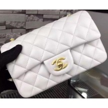 Fashion Chanel Classic mini Flap Bag White Sheepskin Leather A67350 Gold JK631Of26