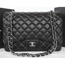 First-class Quality Chanel Classic Flap Bag Black Original Sheepskin Leather CFA1116 Silver JK453VJ28