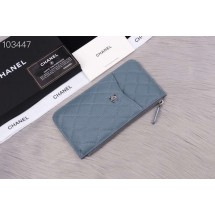 First-class Quality Chanel classic pouch Grained Calfskin& silver-Tone Metal A84402 light blue JK1340xO55