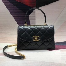 First-class Quality Chanel flap bag with top handle Lambskin & Gold-Tone Metal AS1174 black JK4431xO55