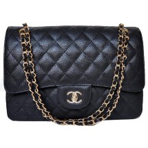 First-class Quality Chanel Jumbo Quilted Classic Flap Bag Black Cannage Patterns A58600 Gold JK704Sf41