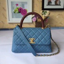 First-class Quality Chanel Tote Bag Skyblue Original Calfskin Leather 92990 Glod JK5891xO55