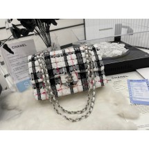 First-class Quality CHANEL Tweed Braided Sheepskin & Gold-Tone Metal AS01112-2 black&white JK2606xO55