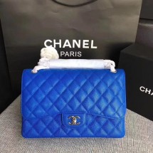 High Imitation Chanel Jumbo Classic Cannage Pattern Flap Bag Original Leather A58600 Blue JK4809bg96