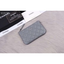 High Quality Chanel classic small pouch Grained Calfskin& silver-Tone Metal A82365 grey JK1333BH97