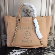 High Quality Imitation Chanel original Calfskin Leather Tote Bag 78900 apricot JK5033wn47