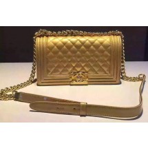 Hot Boy Chanel Flap Shoulder Bag Sheepskin Leather A67189 Gold JK140io40