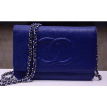 Hot Chanel Flap Shoulder Bag Cavier Leather A33817 Blue JK406cT87