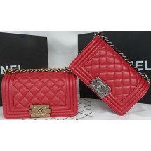 Imitation AAA Boy Chanel mini Flap Bag Original Cannage Pattern A67085 Dark Red JK529RP55