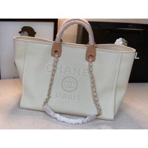 Imitation AAA Chanel Canvas Tote Shopping Bag A66941 Cream JK4145kf15