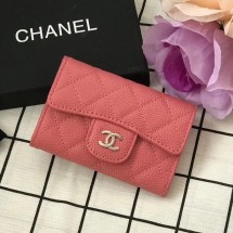 Imitation AAA Chanel Classic Card Holder A31504 pink silver-Tone Metal JK1419kf15