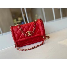 Imitation AAA Chanel flap bag Calfskin & Gold-Tone Metal AS2055 red JK3780kf15