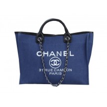 Imitation AAA Chanel Medium Canvas Tote Shopping Bag A02042 Blue JK1054kf15