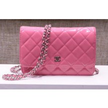 Imitation AAA Chanel mini Flap Bag Pink Patent Leather A33814P Silver JK164RP55