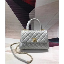 Imitation AAA Chanel original Caviar leather flap bag top handle A92290 silvery &gold-Tone Metal JK4715RP55