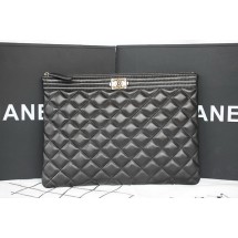 Imitation Boy Chanel Chevron Black Lambskin Leather Clutch A69253 JK514AI36