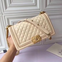 Imitation Boy Chanel Flap Shoulder Bag Original Sheepskin Leather A67086 Apricot JK5996SU87