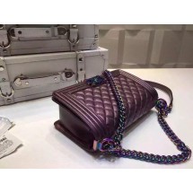 Imitation Boy Chanel Flap Shoulder Bag Purple Original Cannage Pattern A67086 Purple JK441KV93