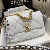 Imitation Chanel 19 flap bag AS1160 White JK3441SU87