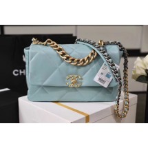 Imitation Chanel 19 flap bag AS1161 light blue JK3765Ug88