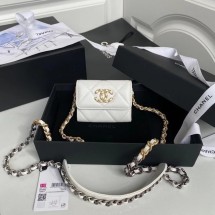 Imitation chanel 19 flap coin purse with chain AP1787 white JK3644Oz49