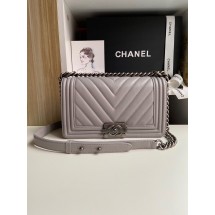 Imitation Chanel Boy Flap Shoulder Bags Original Sheepskin Leather A67086 Gray JK4119SU58