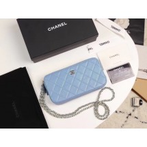 Imitation Chanel Calfskin & Gold-Tone Metal A82527 sky blue JK4627KV93