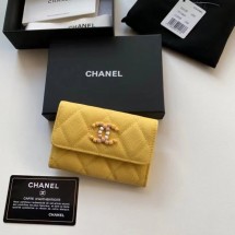 Imitation Chanel card holder Calfskin AP2038 yellow JK1146EY79