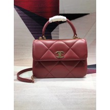 Imitation Chanel CC original lambskin top handle flap bag A92236 red&Gold-Tone Metal JK4472zn33