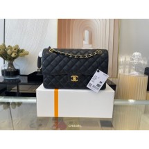 Imitation Chanel classic handbag Grained Calfskin&gold Metal 01112 black JK2659SU58