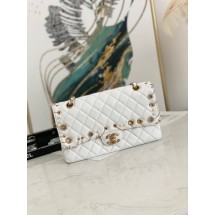 Imitation chanel classic handbag Lambskin& gold Metal AS1112 white JK2711SU87