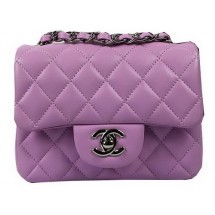 Imitation Chanel Classic MINI Flap Bag Purple Original Sheep Leather CF1115 Silver JK949RC38