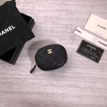 Imitation Chanel Coin Purse Metallic Grained Lambskin & Gold-Tone Metal A68995 black JK1381zn33