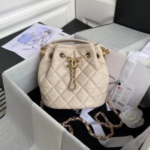 Imitation Chanel Drawstring Sheepskin bag AS2057 Beige JK3743sJ18