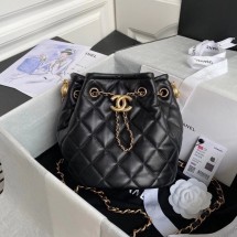 Imitation Chanel Drawstring Sheepskin bag AS2057 black JK3742zn33