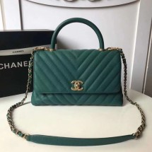 Imitation Chanel Flap Bag with Top Handle A92991 green JK5074Dl40