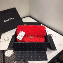 Imitation Chanel flap bag Wool sheepskin &Gold-Tone Metal AS1063 JK4402SU34