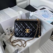 Imitation Chanel Flap Shoulder Bag Original leather AS2649 black JK3167KV93