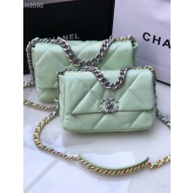 Imitation CHANEL Lambskin 19 Flap Bag AS1160 AS1161 light blue JK2871ye39