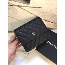 Imitation Chanel Matelasse Bi-Fold Wallet Cannage Patterns CHA3358 Black JK1441QN34